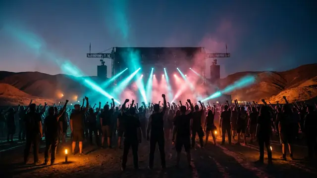 Festivalscen på natten: Skapa ditt eget Aftershock 2026 Hitster-paket med Hitify