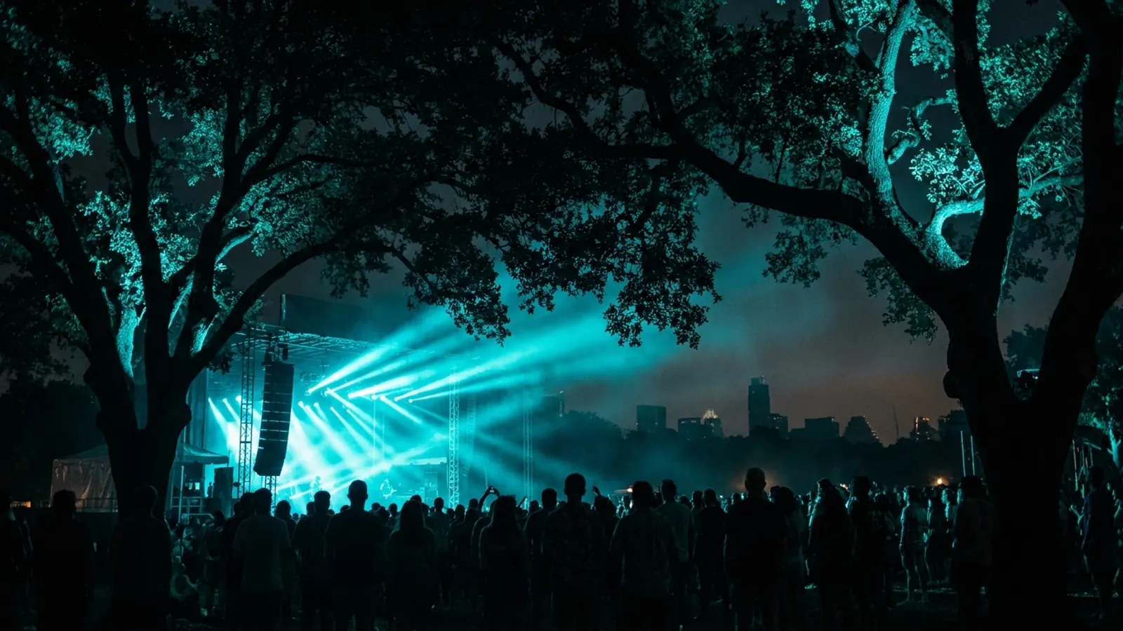 Festivalbühne bei Nacht: Erstelle dein eigenes Austin City Limits 2026 Musikquiz-Pack (Hitster-Style) mit Hitify