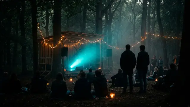 Festivalscen på natten: Skapa ditt eget End of the Road 2026 Hitster-paket med Hitify