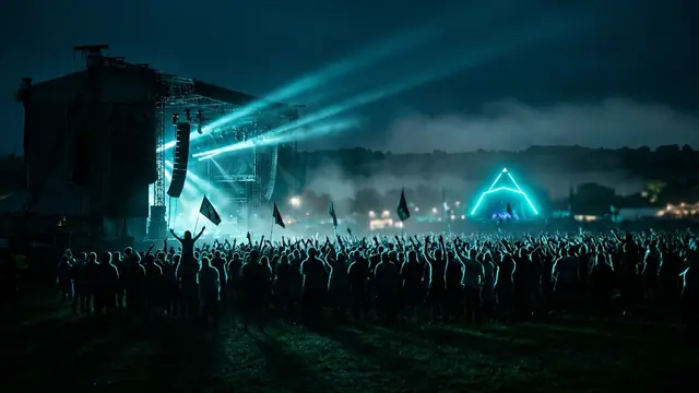 Festivalscen på natten: Skapa ditt eget Glastonbury 2026 Hitster-paket med Hitify