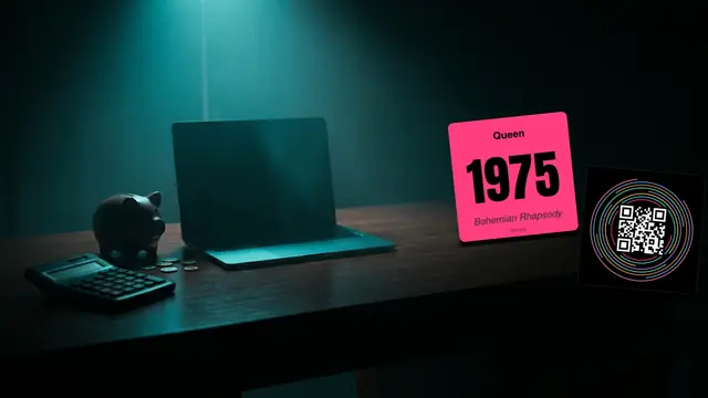 Hitify-musikkort, laptop och skrivare på ett mörkt skrivbord: Är Hitster Gör-Det-Själv Värt Det? Göra Eget vs. Köpa Spelet