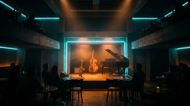 Festivalpodium in de nacht: Maak je eigen Jazzfest Berlin Hitster pack met Hitify