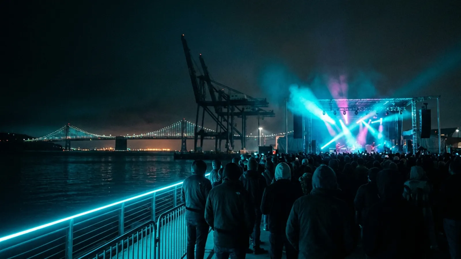 Escenario de festival de noche: Crea tu propio pack de quiz musical del Portola Festival 2026 con Hitify (estilo Hitster)