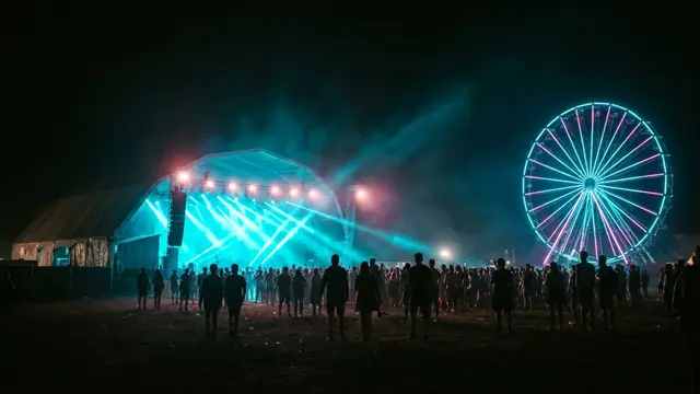 Festivalscen på natten: Skapa ditt eget Pukkelpop 2026 Hitster-paket med Hitify