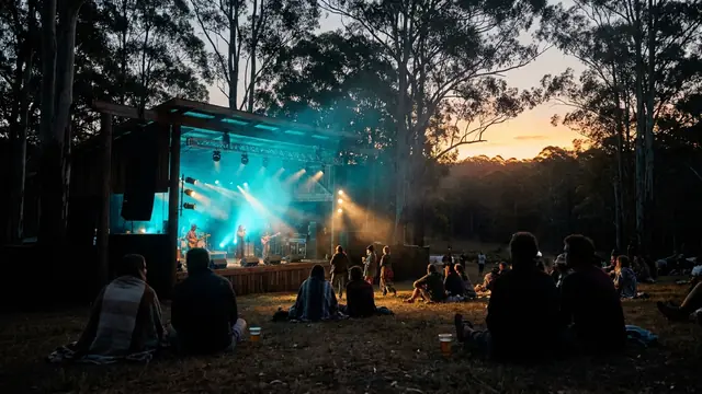 Festivalscen på natten: Bygg ditt eget Splendour in the Grass 2026 Hitster-paket med Hitify