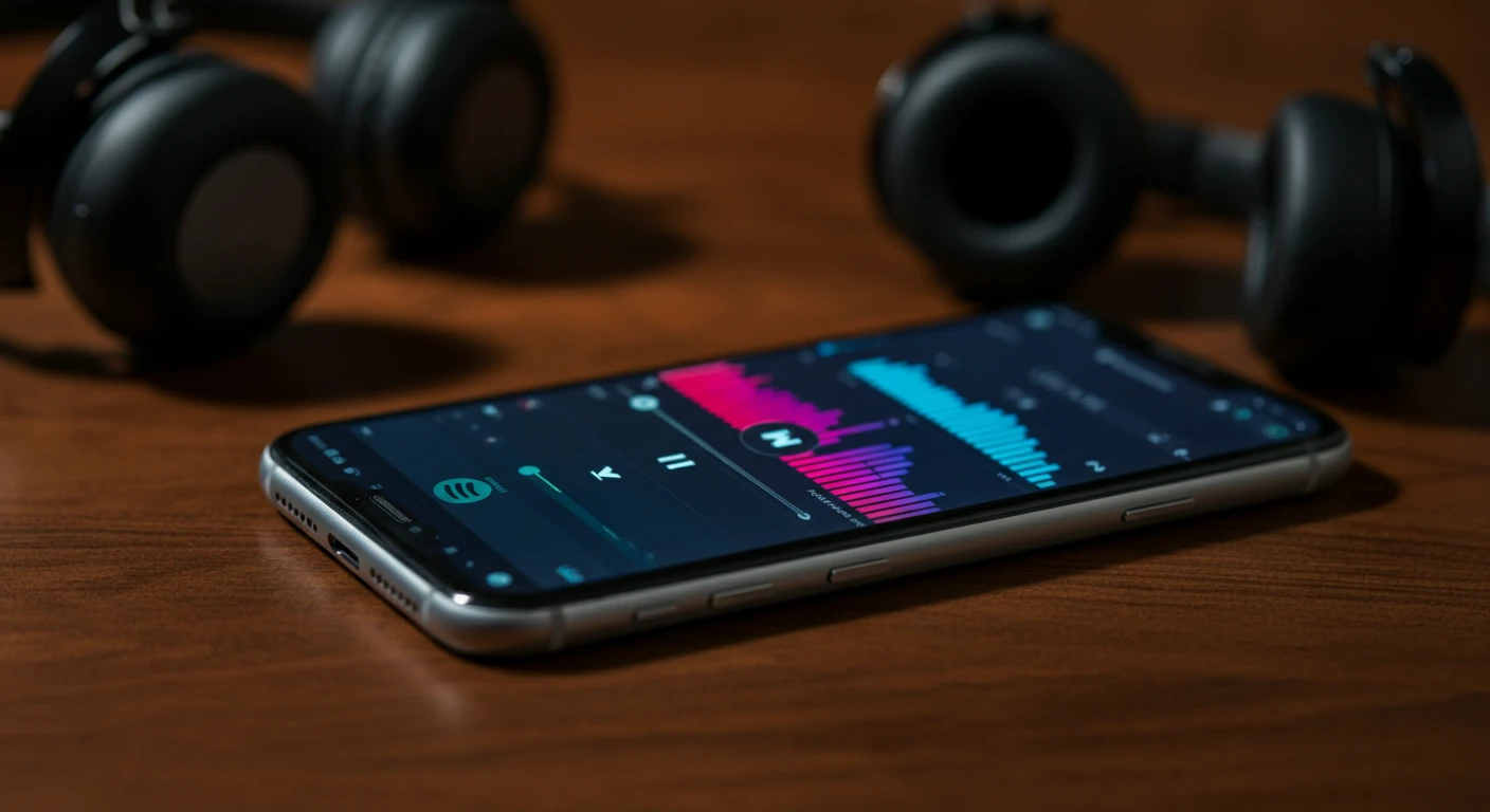 Spotify app on a phone next to Hitster cards during a music quiz