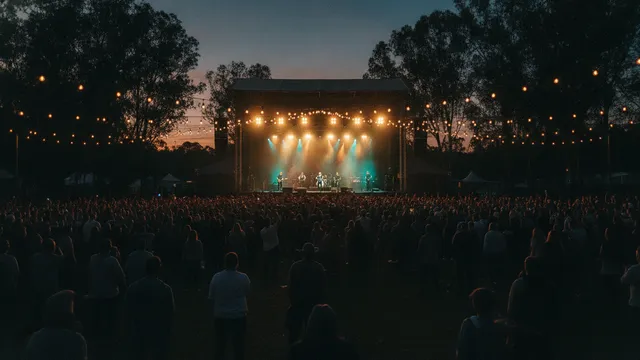 Countryfestivalens scen i skymningen: Skapa ditt eget Strummingbird Hitster-pack med Hitify
