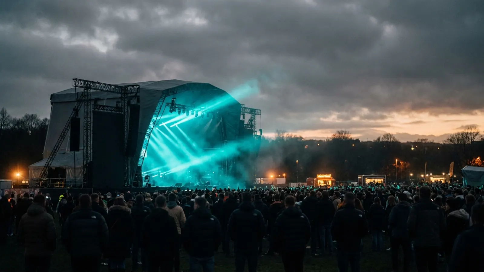 Scène de festival la nuit: Cree ton propre pack Hitster TRNSMT 2026 avec Hitify